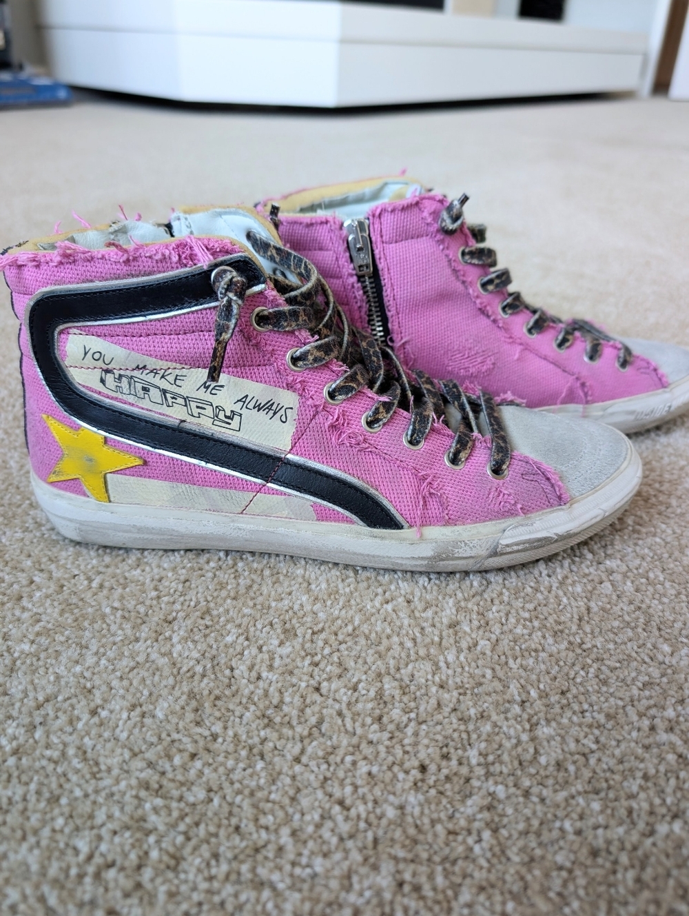 Golden Goose Mid-Top You Make Me Always Happy Canvas Sneakers - Picture 2 of 8